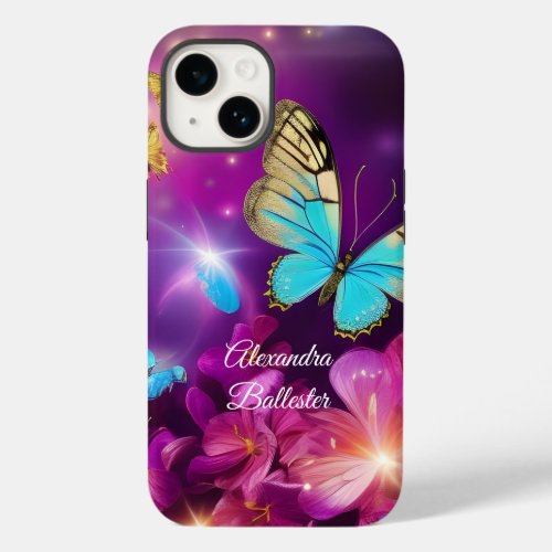 Fantasy Purple pink teal blue butterflies Case_Mate iPhone 14 Case