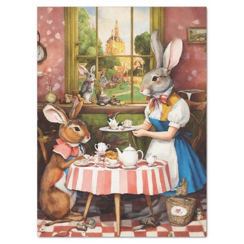Fantasy Rabbit Tea Party Animal Decoupage Tissue Paper