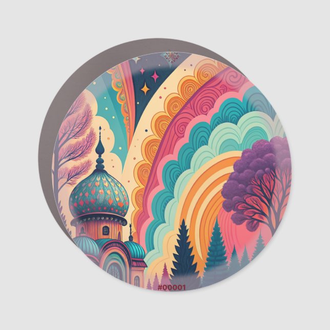 Fantasy Rainbow Dome Car Magnet – Customizable (Front)