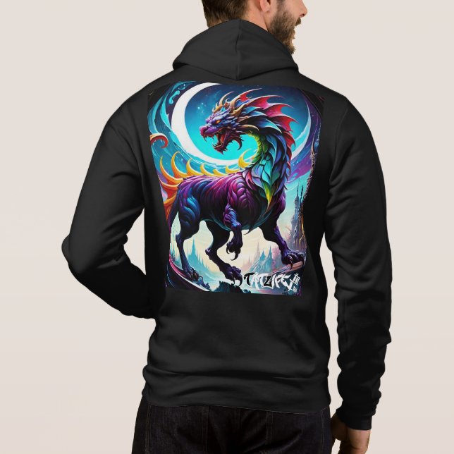Fantasy Rainbow Dragon With Moon Hoodie (Back)