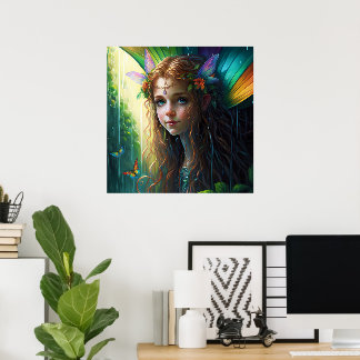 Fantasy Rainbow Fairy Girl Poster