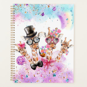 Fantasy Rainbow Giraffe in the Candy Clouds Planner