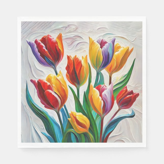 Fantasy Rainbow Tulip Bouquet Napkins (Front)