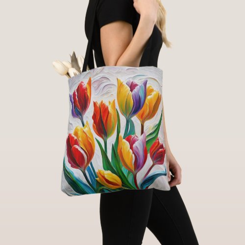 Fantasy Rainbow Tulip Bouquet Tote Bag