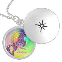Fantasy Rainbow Unicorn Personalized Locket Necklace Fantasy Rainbow Unicorn Personalized Locket Necklace
