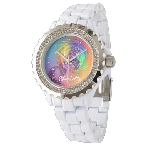 Fantasy Rainbow Unicorn Personalized Watch