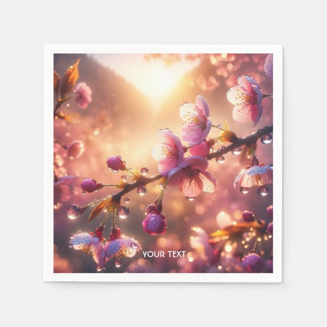 Fantasy Raindrops Cherry Petals Napkins (Front)
