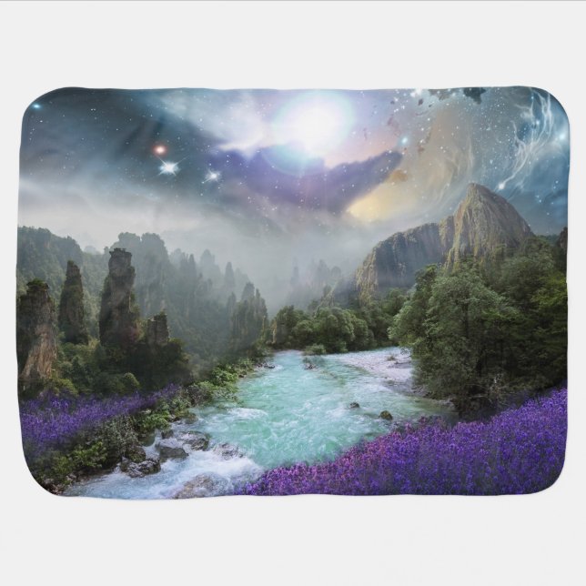 Fantasy Rainforest (Front)  Space Image (Back) Receiving Blanket (Horizontal)