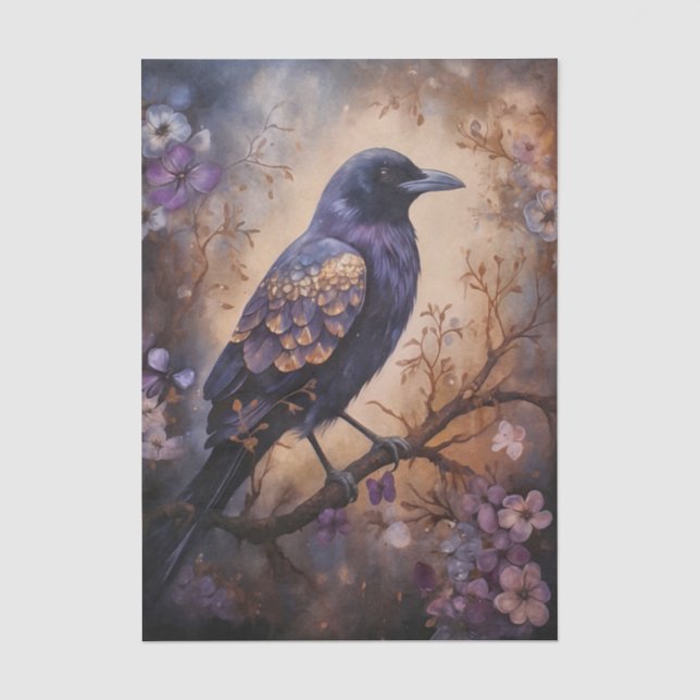 Fantasy Raven Floral Tissue Paper (Front)