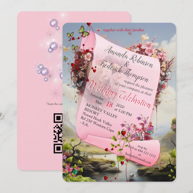 Fantasy Realms of Magic Scenery designs Invitation (Front/Back)