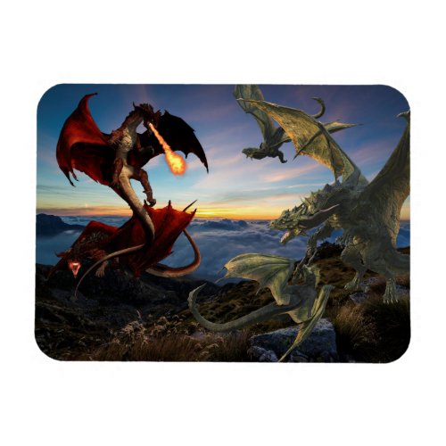 Fantasy Red  Green Dragon Battle Magnet