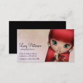 Fantasy Red Hair Asian Style Girl Business Card 2 (Front/Back)