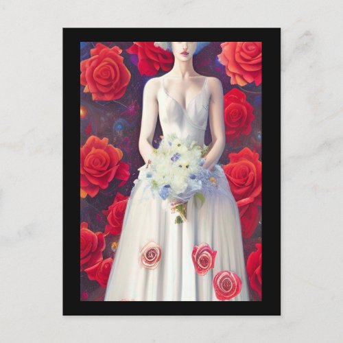 Fantasy Red Roses Wedding Dress Goth Bride Diva Po Postcard