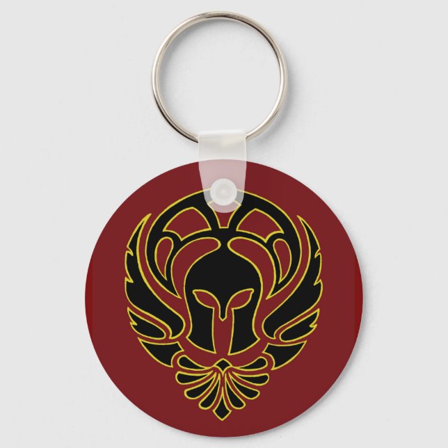 Fantasy Red Spartan Greek Warrior Keychain (Front)