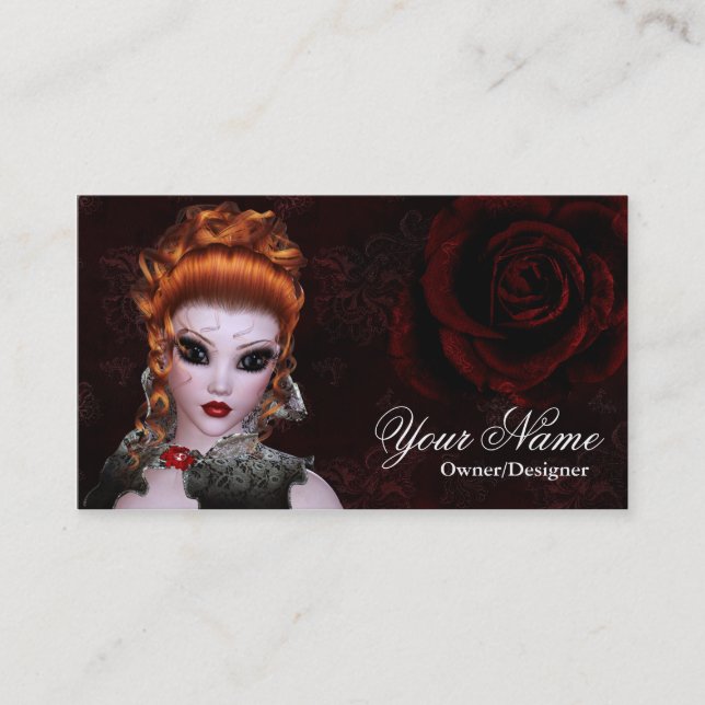 Fantasy Redhead Dark Gothic Style Business Card 2 (Front)