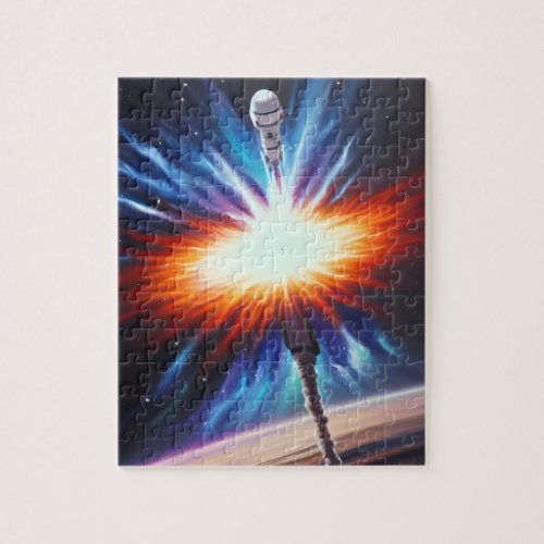 Fantasy Rocket Blasts Off into Outer Space Jigsaw Puzzle