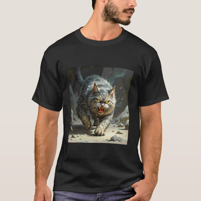 Fantasy Rocks Angry Cat T-Shirt (Front)