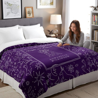 Fantasy Romance Knight Princess Purple Boho Duvet Cover