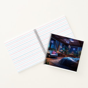 Fantasy room in the night  Desk Mat Notebook