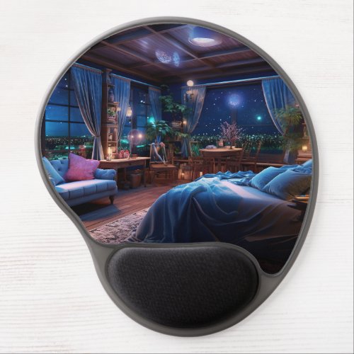 Fantasy room in the night  gel mouse pad