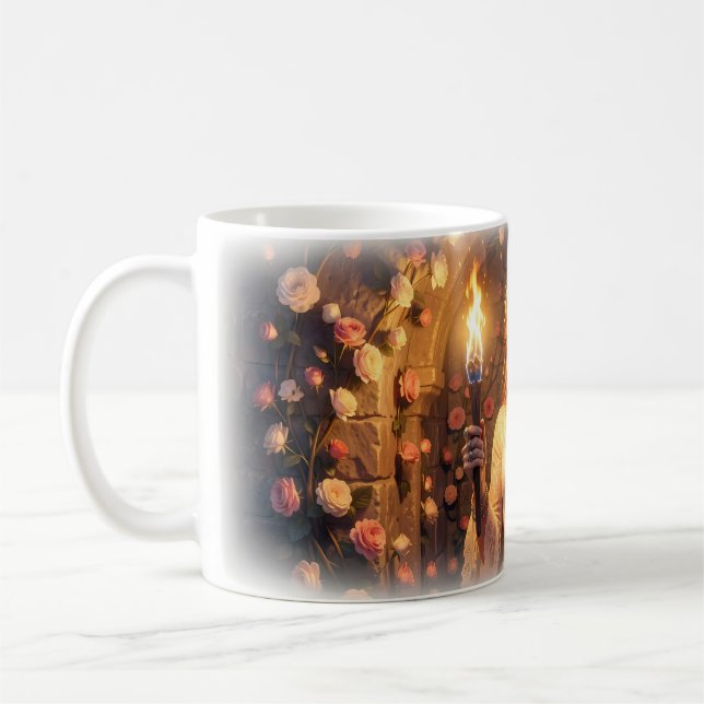 Fantasy Rose Garden Castle Torchbearer Mug (Left)