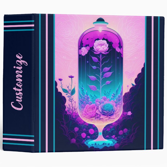Fantasy Rose Glass 3 Ring Binder (Front/Spine)