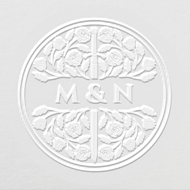 Fantasy Royal Medieval Sword Monogram Wedding Embosser (Design)