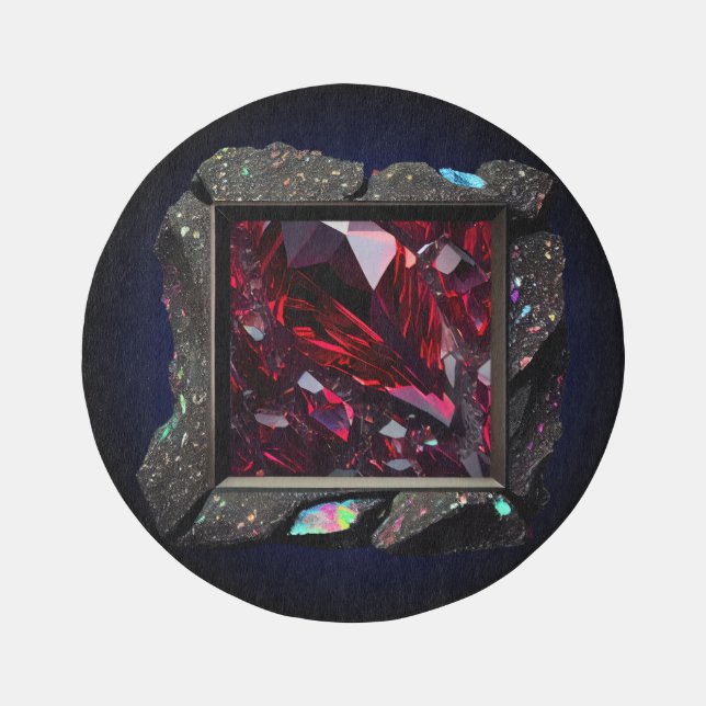 Fantasy Ruby Jewel Healing Crystals Outdoor Rug (Front)