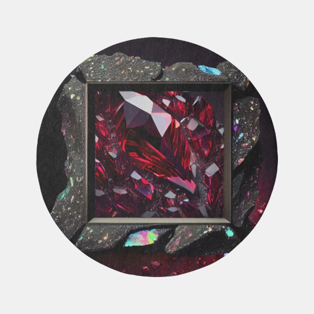 Fantasy Ruby Jewel Healing Crystals Outdoor Rug (Front)