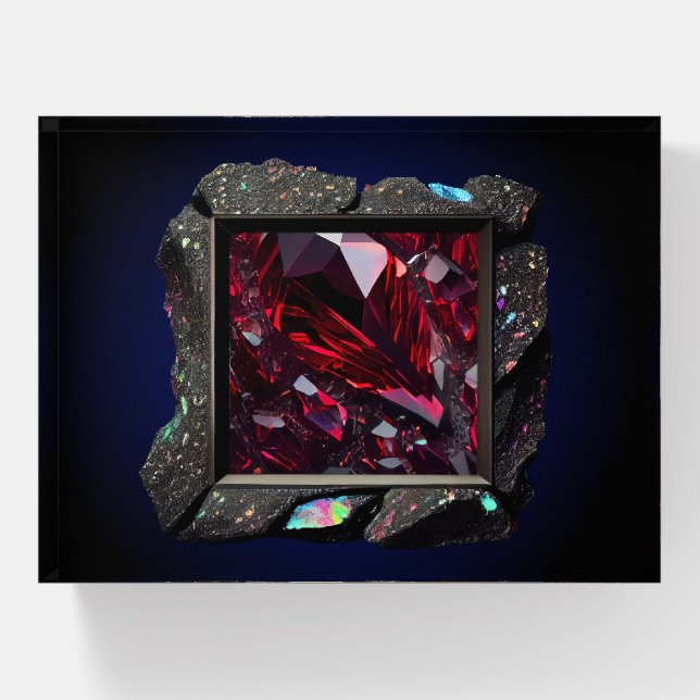 Fantasy Ruby Jewel Healing Crystals Paperweight (Front)