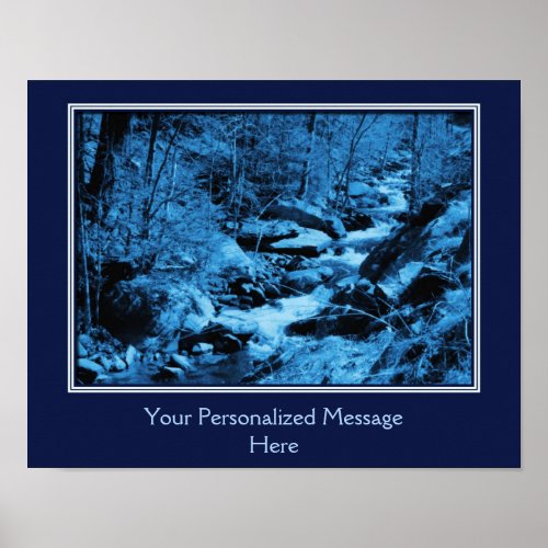 Fantasy Rushing Brook In Blue Personalized Words Poster