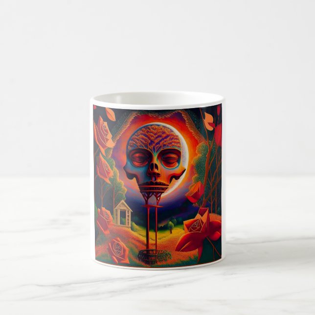 Fantasy Scene With Roses And Stange Man Creature Coffee Mug (Center)