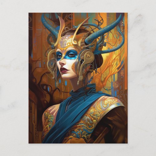 Fantasy Sci_Fi Queen Headdress Mask Postcard