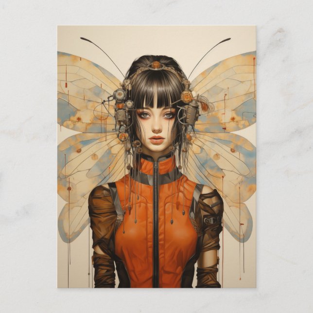 Fantasy Scifi Insect Woman Butterfly Wings Postcard (Front)