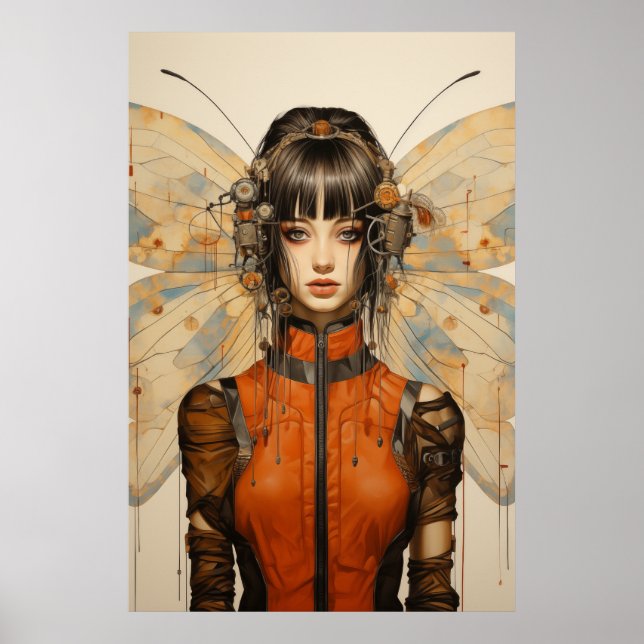 Fantasy Scifi Insect Woman Butterfly Wings Poster (Front)