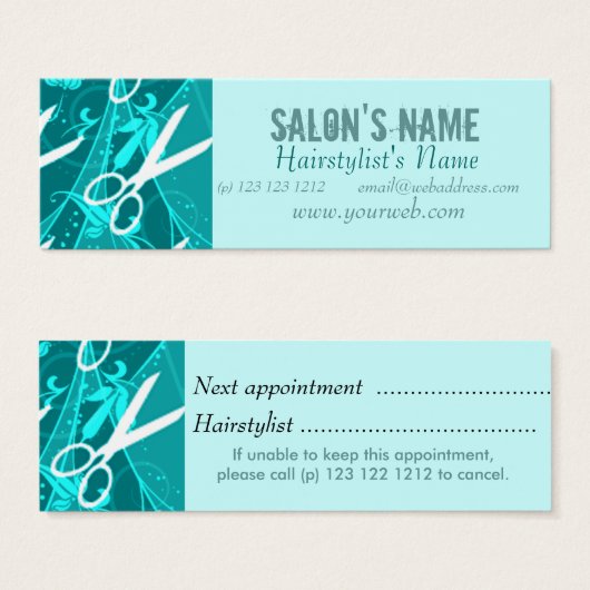 Fantasy Scissors Pattern Beleza Salon Appointment (Front & Back)