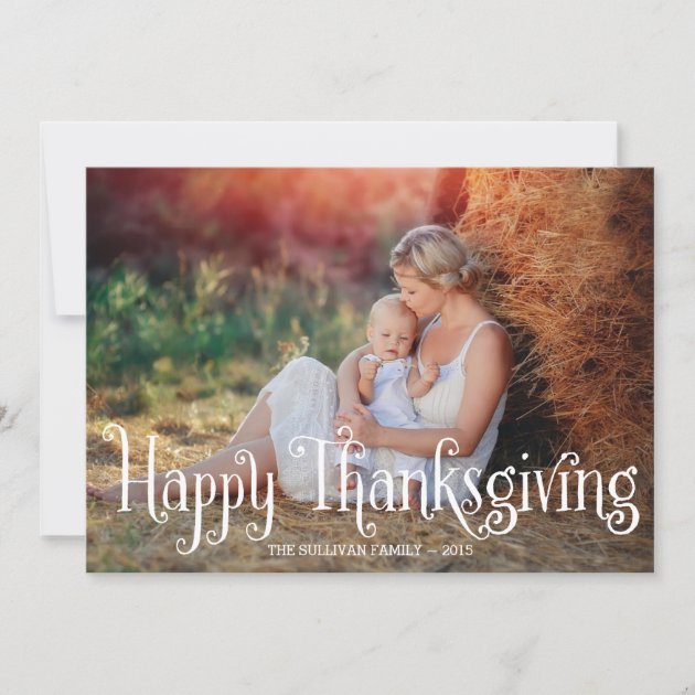 Fantasy Script Happy Thanksgiving Photo Card