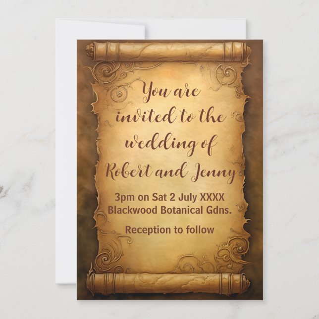 Fantasy Scroll Wedding Invitation (Front)