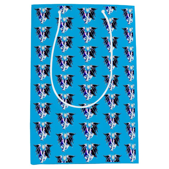 Fantasy Sea Beast Dragon Blue Mythical Creature Medium Gift Bag (Front)