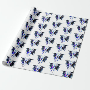 Fantasy Sea Beast Dragon White Background Art Wrapping Paper
