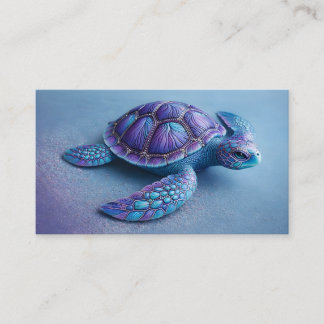 Fantasy Sea Turtle in Blue & Purple, Peaceful Business Card