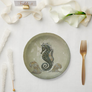 fantasy seahorse paper plates