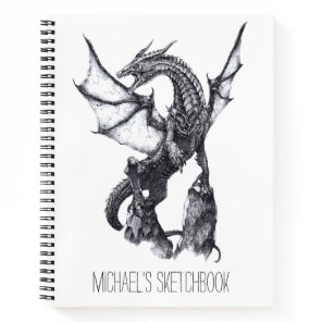 Fantasy Sketchbook Dragon Drawing Custom Name  Notebook