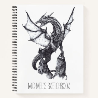 Fantasy Sketchbook Dragon Drawing Custom Name Notebook
