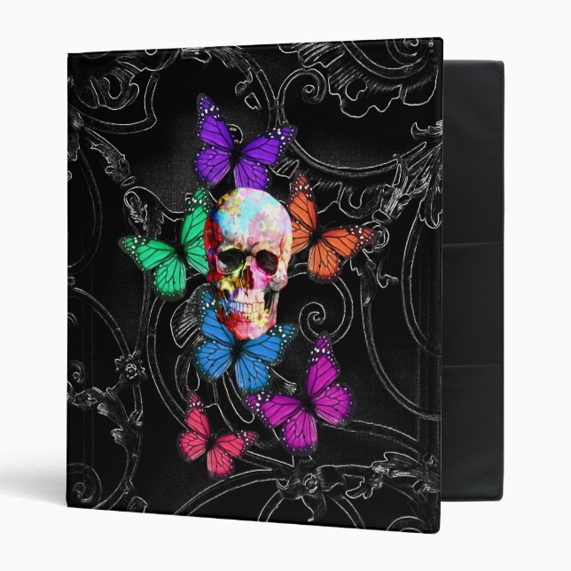 Fantasy skull and colored butterflies binder (Front/Inside)