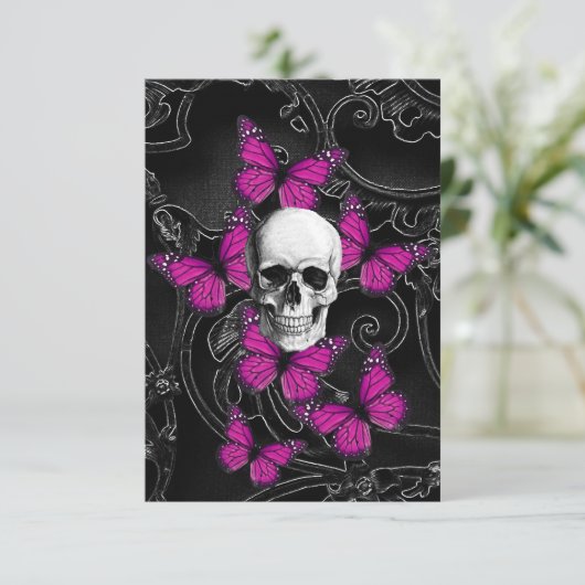 Fantasy skull and hot pink butterflies (Standing Front)