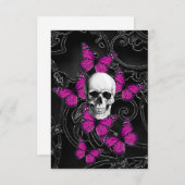 Fantasy skull and hot pink butterflies (Front/Back)