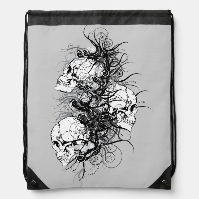 Fantasy Skulls Drawstring Bag (Front)