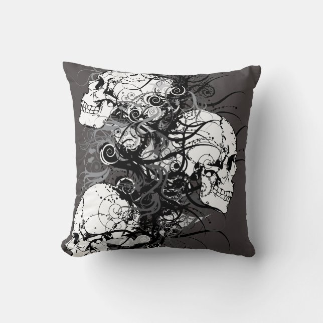 Fantasy Skulls Throw Pillow (Front)