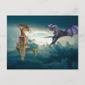 Fantasy Sky Dragon Pegasus Postcard